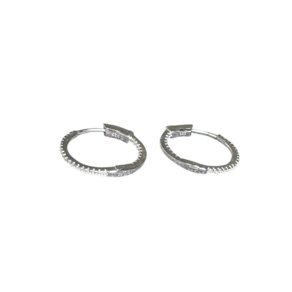 Small Huggie earrings 925 Sterling Silver Cubic Zirconia - Picture 5 of 7